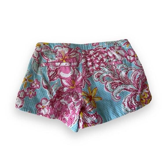 Lilly Pulitzer Women's Floral Shorts Size 2 Blue & Pink Pockets Cotton - Picture 2 of 10